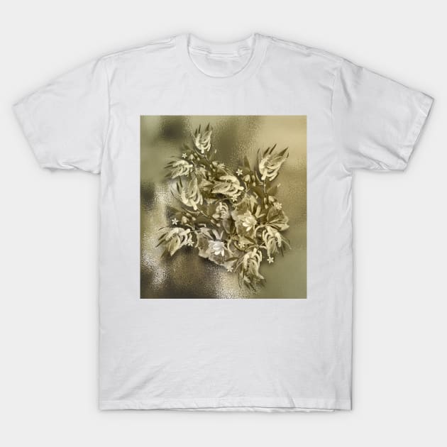 Flower bouquet in rippled gold T-Shirt by hereswendy